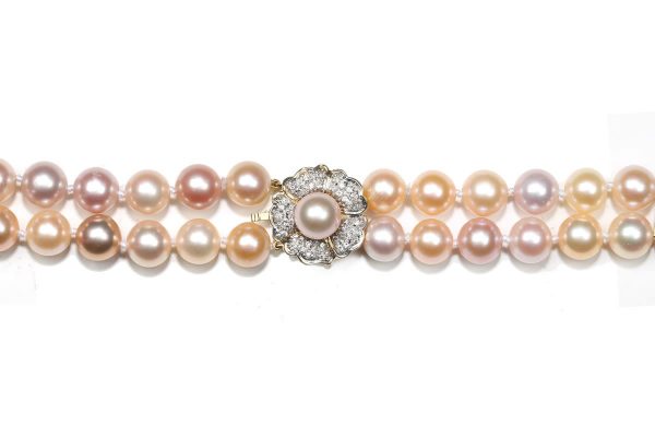 Pink Pearl Flower Necklace Clasp c2038