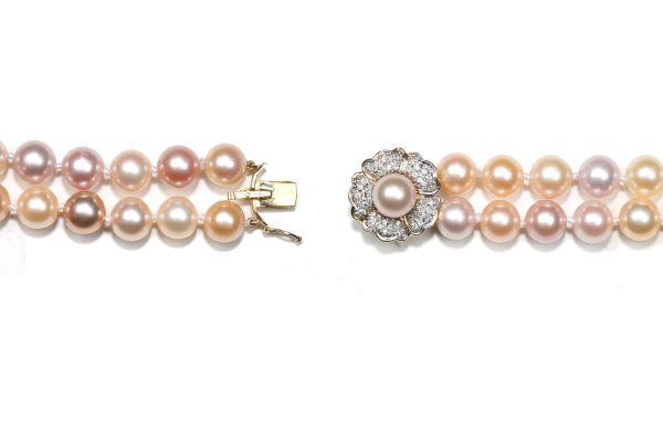 Pink Pearl Flower Necklace Clasp c2038