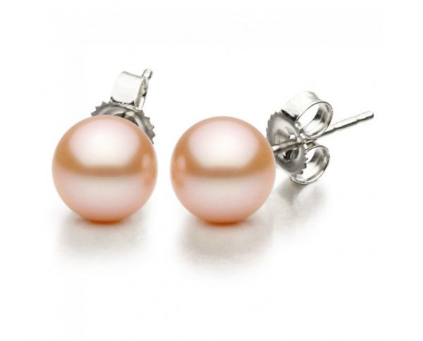 10-11mm Freshwater Pink Pearl Stud Earrings
