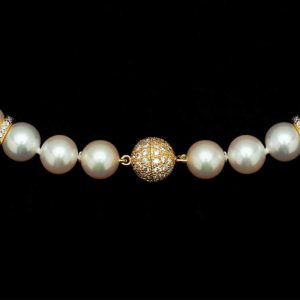 1.10ct Diamond Ball Pearl Necklace Clasp