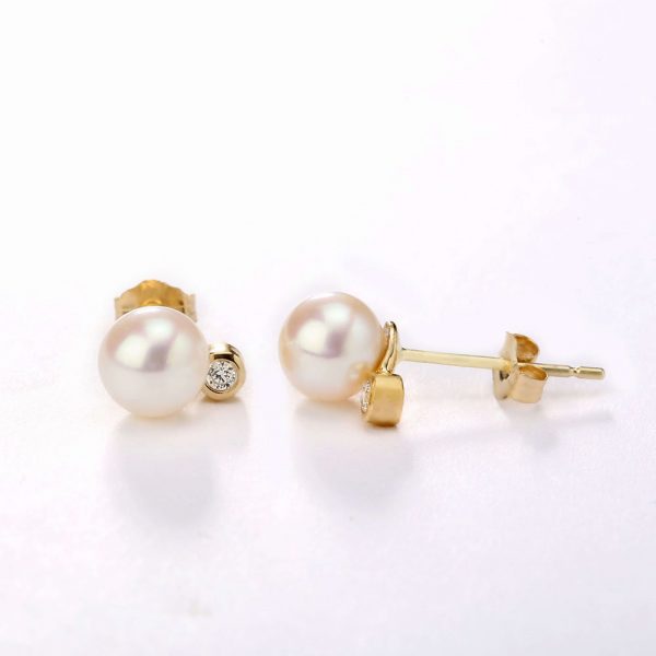 gold pearl and diamond earrings