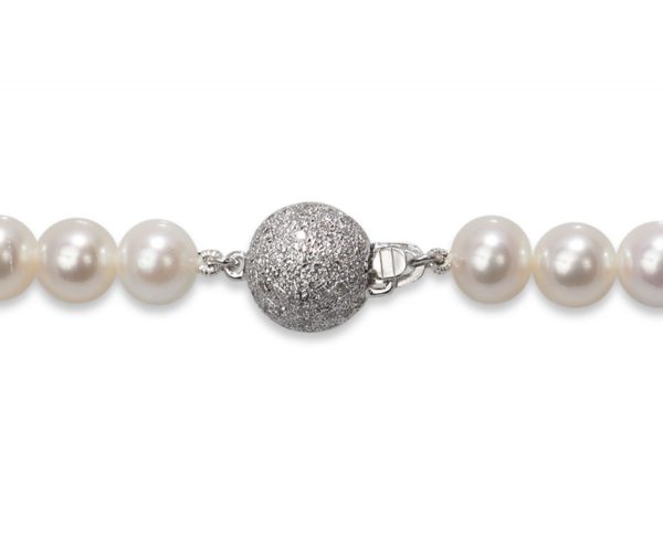 .65ct 10mm Diamond Ball Pearl Necklace Clasp