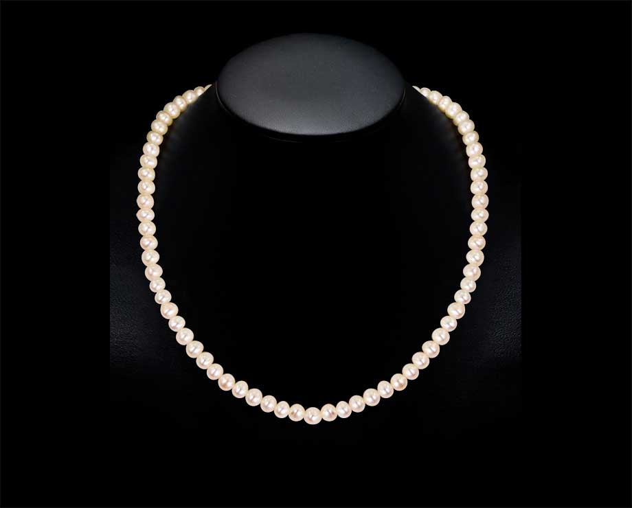 Sterling Silver 6mm 30 Inch Pearls Bead Necklace.