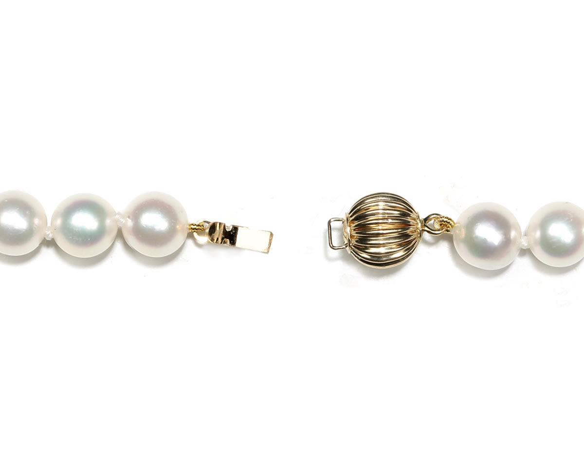 6mm Ridged Golden Ball Pearl Necklace Clasp 3 6mm Ridged Golden Ball Pearl Necklace Clasp