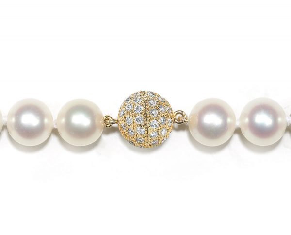 7mm Diamond Ball Pearl Necklace Clasp