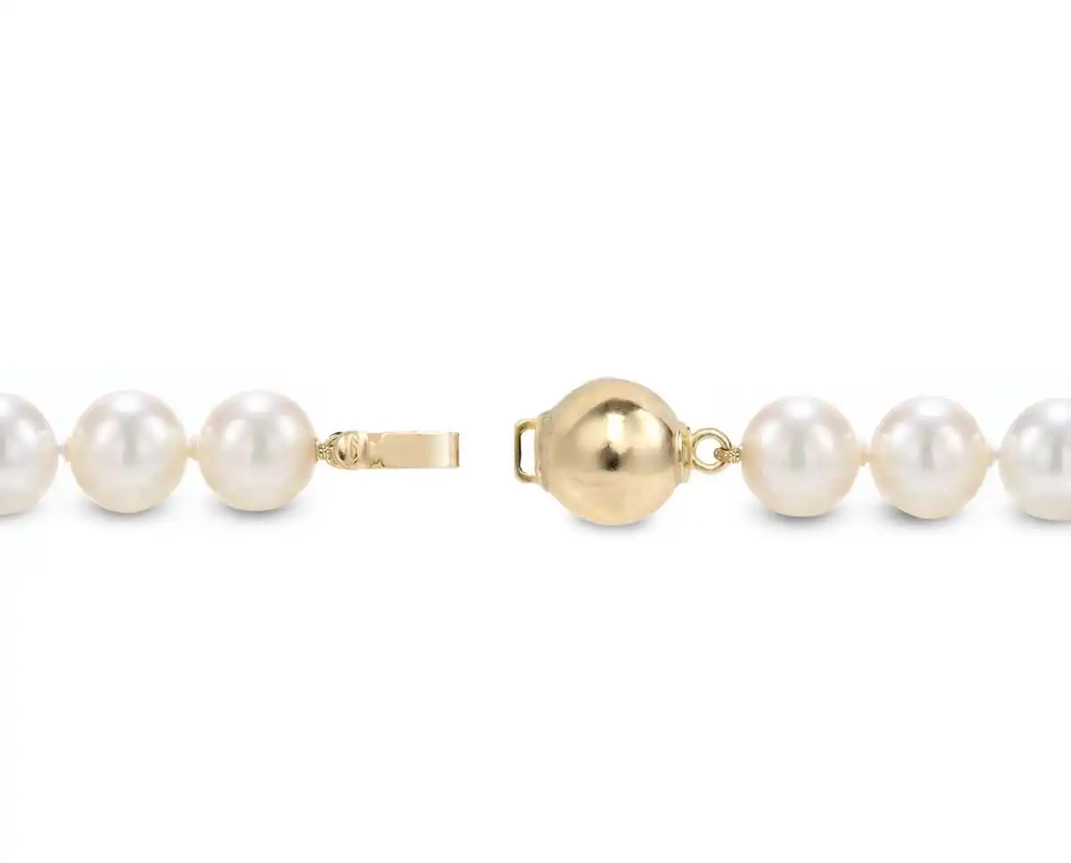 7mm Solid Golden Ball Pearl Necklace Clasp