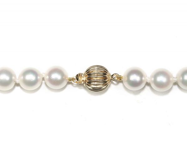 8mm Ridged Golden Ball Pearl Necklace Clasp