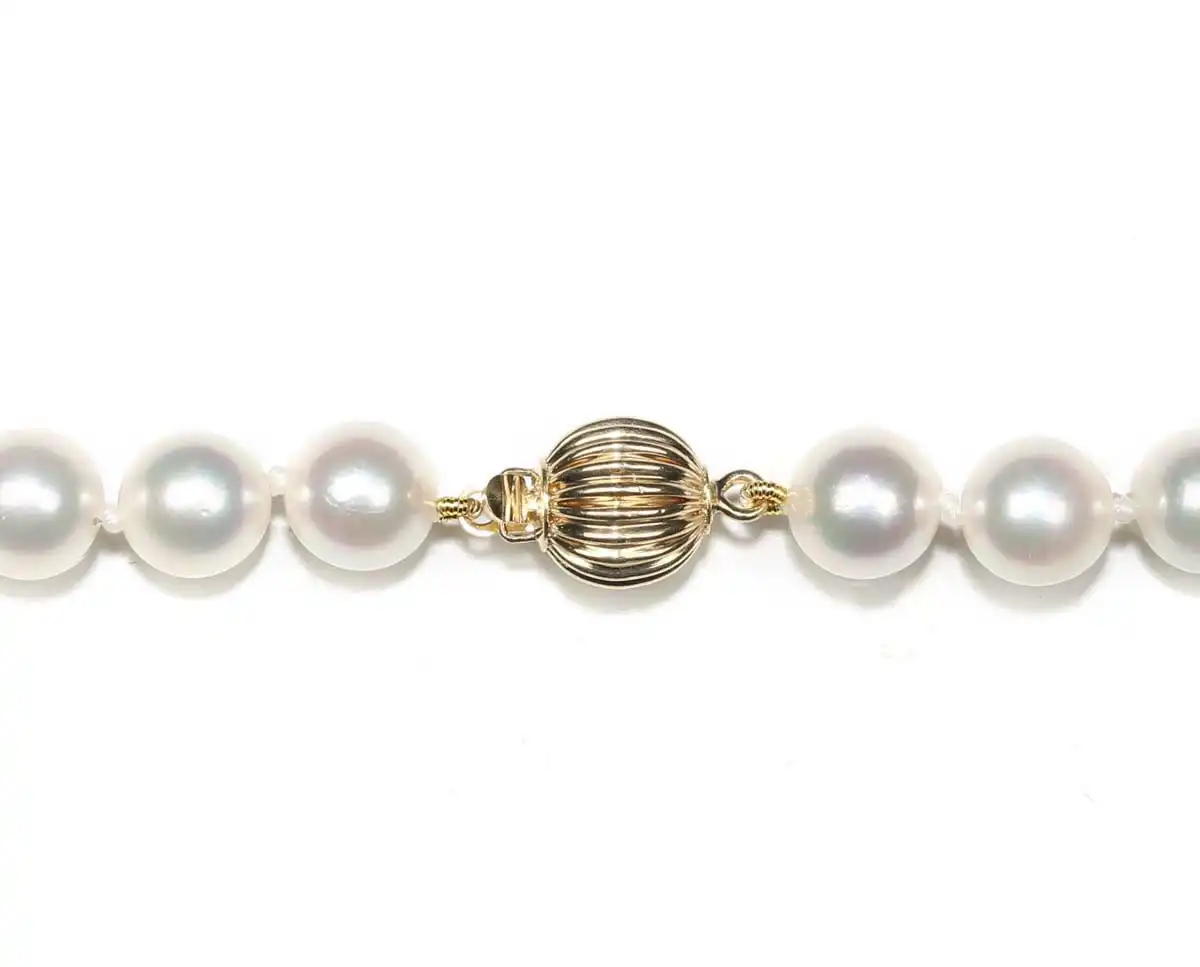 8mm Ridged Golden Ball Pearl Necklace Clasp