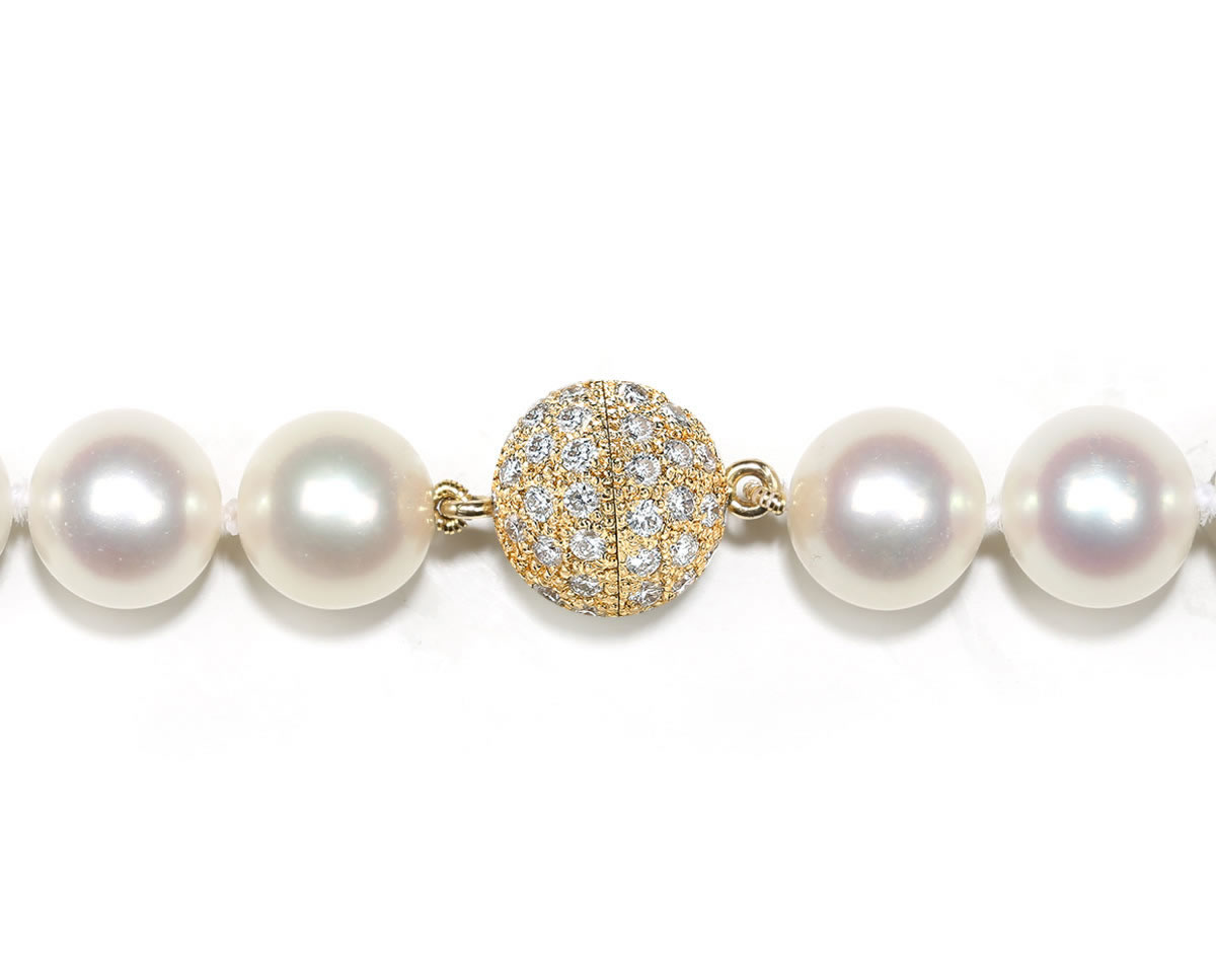 8mm Golden Solid Ball Pearl Necklace Clasp
