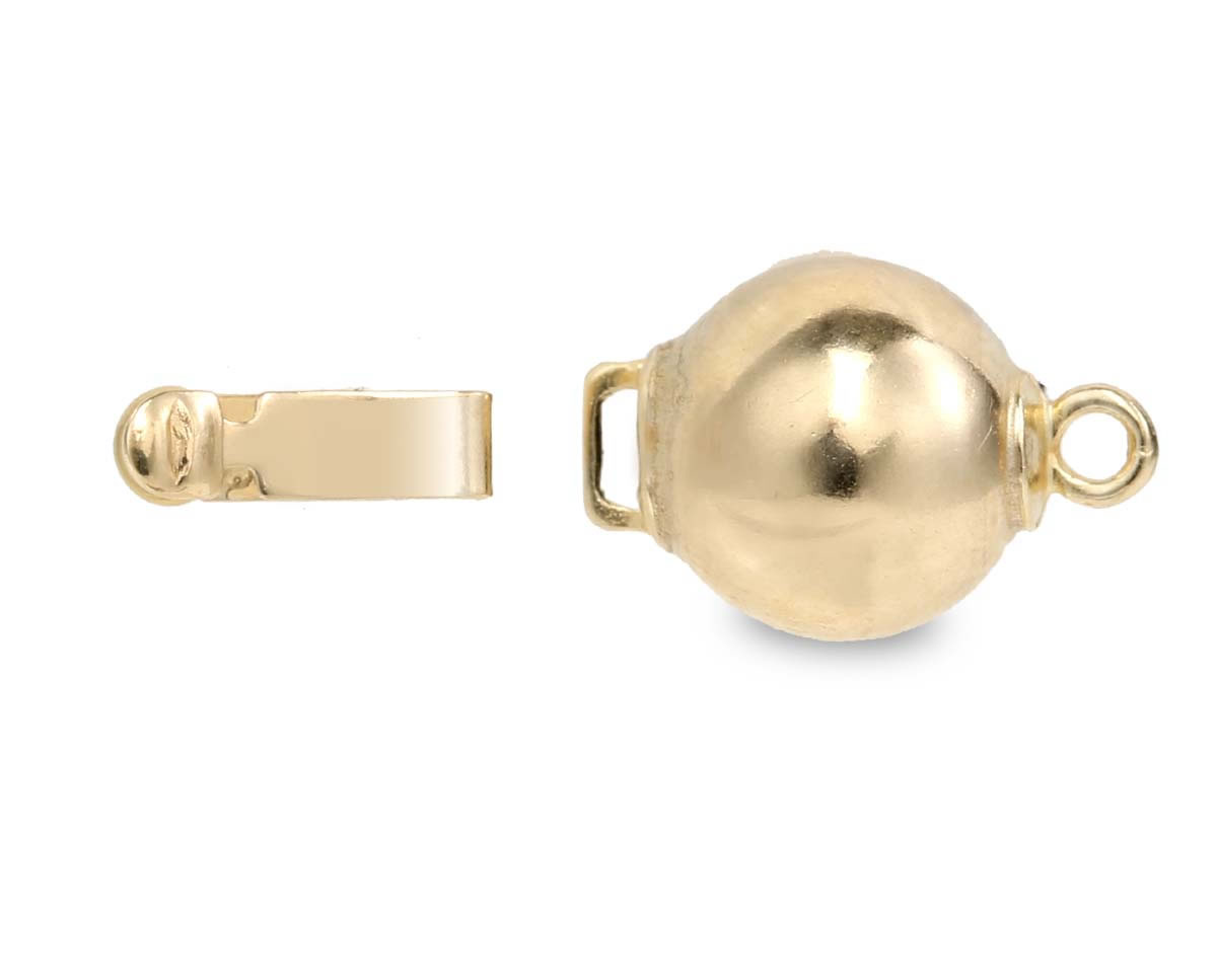 9mm Solid Golden Ball Pearl Necklace Clasp