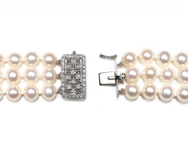 Antique Diamond Necklace Pearl Clasp
