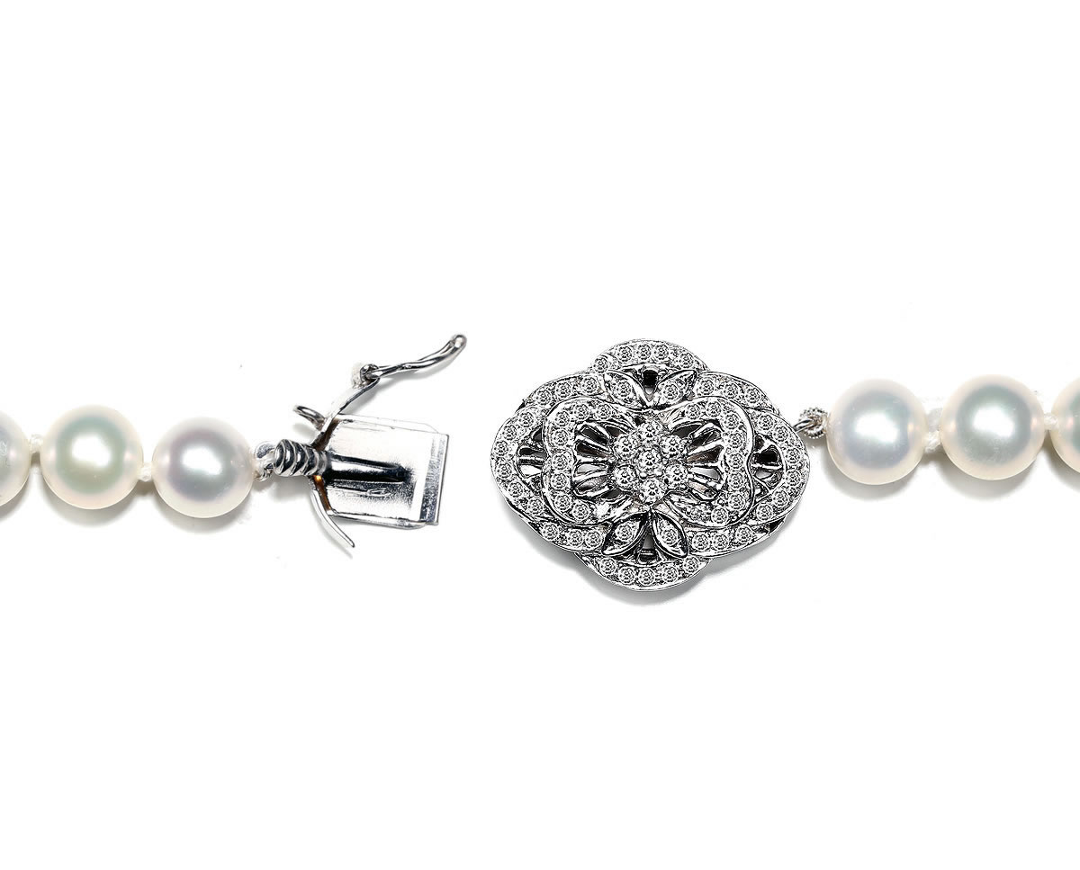 Blooming Flower Diamond Necklace Clasp - Pearl & Clasp