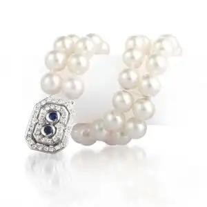 Boxed Gemstone Double Strand Pearl Bracelet