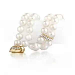 Diamond S Double Akoya Pearl Bracelet