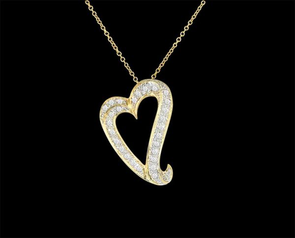 Gold and Diamond Heart Necklace