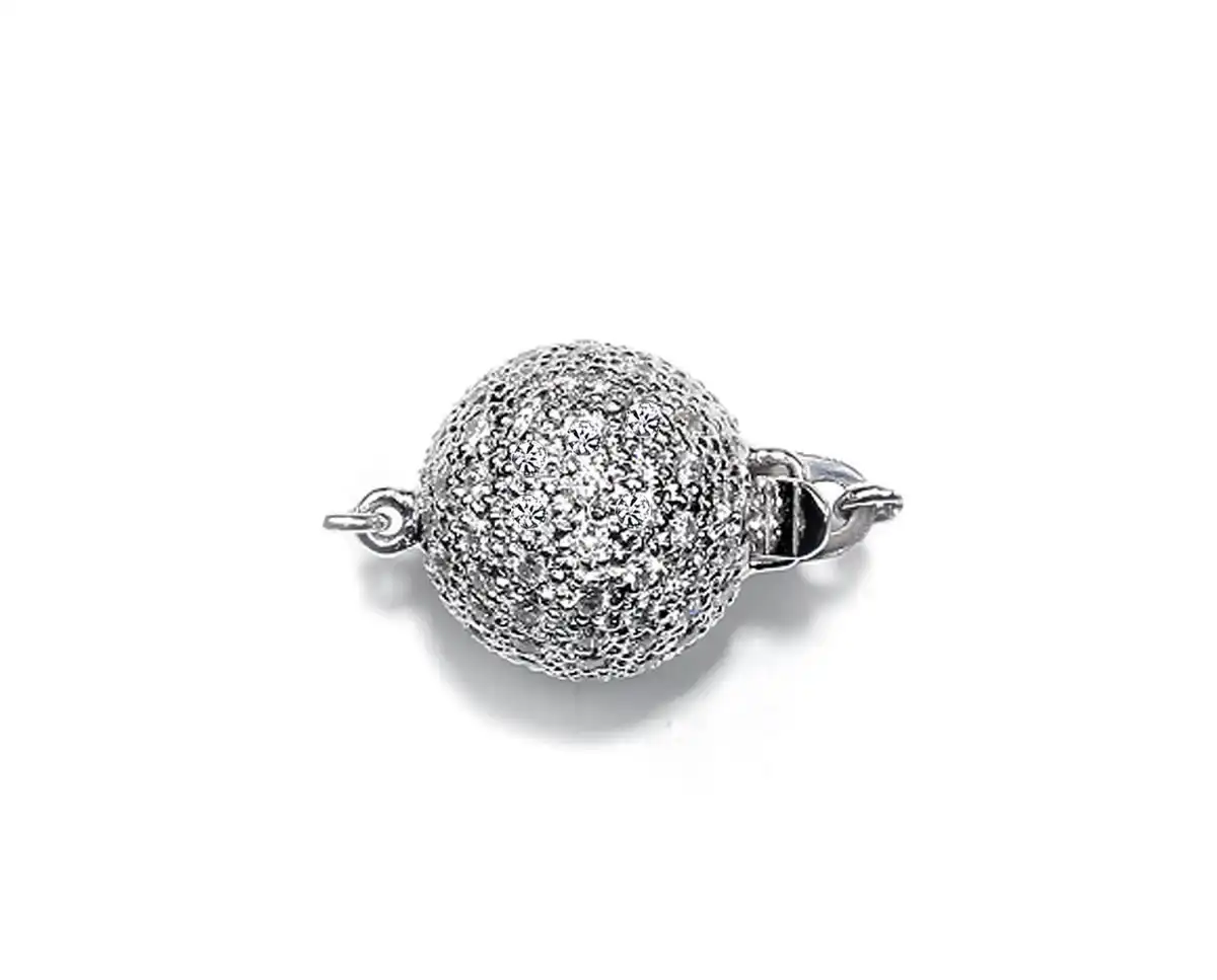 Diamond 8mm Ball Clasp for Pearl Necklace 1 Diamond 8mm Ball Clasp for Pearl Necklace