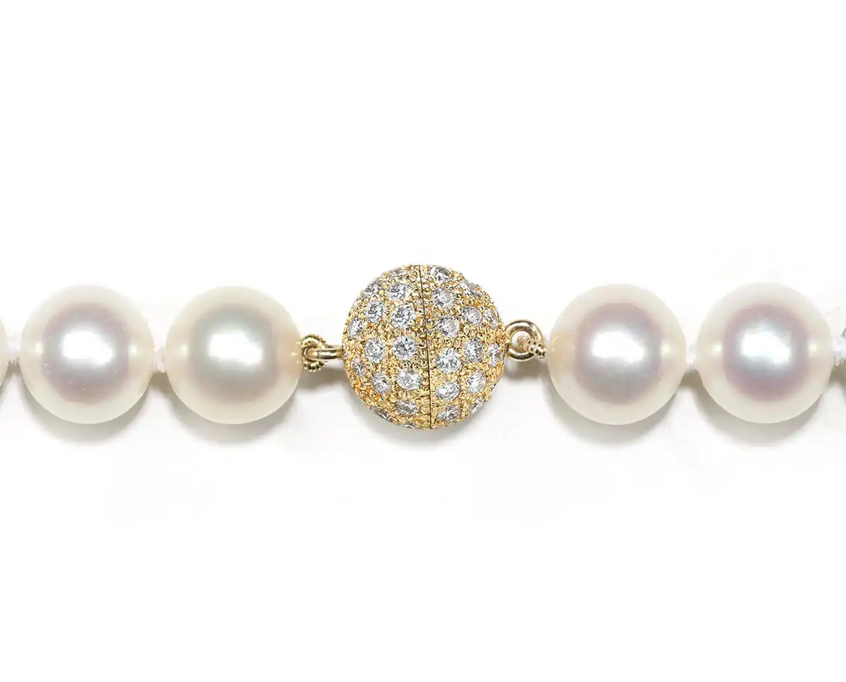 Diamond 8mm Ball Clasp for Pearl Necklace 6 Diamond 8mm Ball Clasp for Pearl Necklace