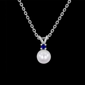 Sapphire and Pearl Pendant (Silver)