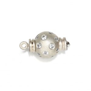 Large Diamond Set Ball Clasp for Pearl Bracelet