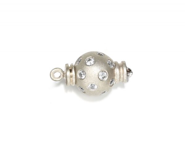 Large Diamond Set Ball Clasp for Pearl Bracelet