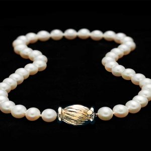 Freshwater Pearls with Golden Barrel Clasp (AAA Quality)