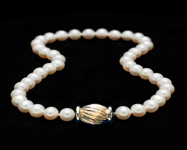 Freshwater Pearls with Golden Barrel Clasp (AAA Quality)