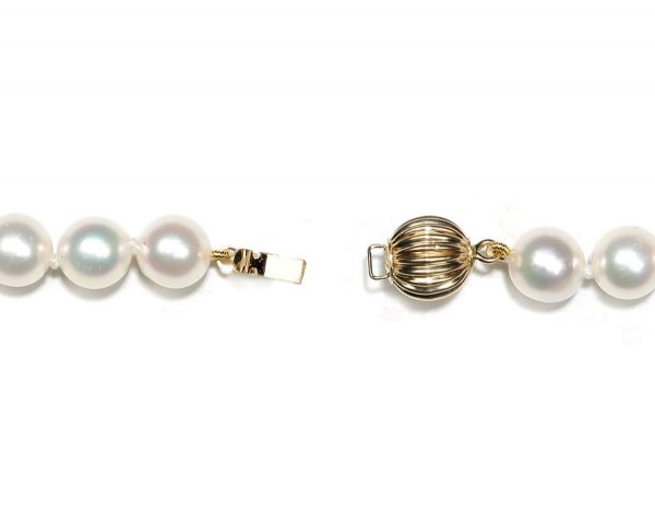 Ridged Golden 7mm Ball Clasp for Pearl Necklace