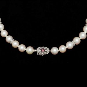 Ruby Pearl Necklace, With 4 X 7mm Rondels