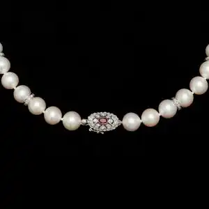 Ruby Pearl Necklace, With 4 X 7mm Rondels