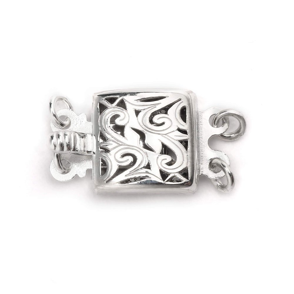 Sterling Silver Double Bracelet Strand Swirl Box Clasp