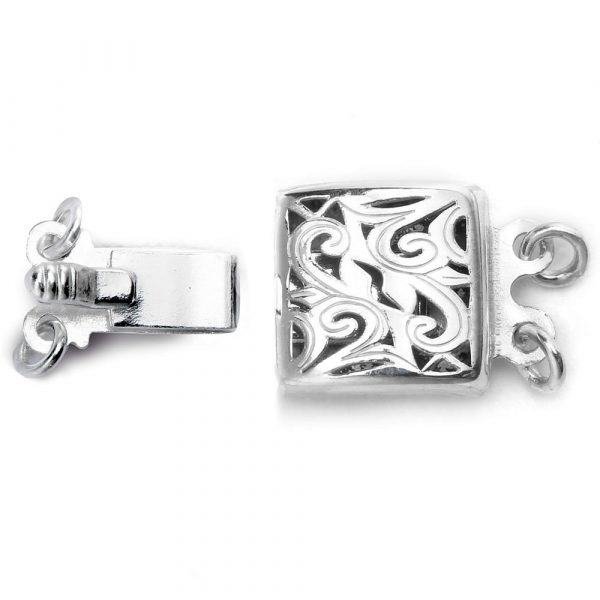 Sterling Silver double strand swirl box clasp