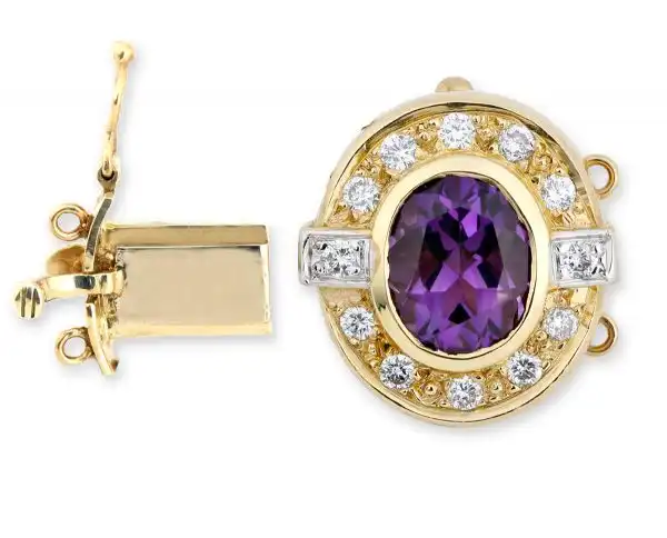 Amethyst and Diamond Pearl Clasp