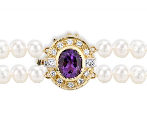 Amethyst and Diamond Pearl Clasp