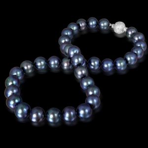 Black Freshwater Pearls with Random Set Ball Clasp