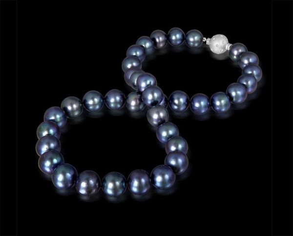 Black Freshwater Pearls with Random Set Ball Clasp