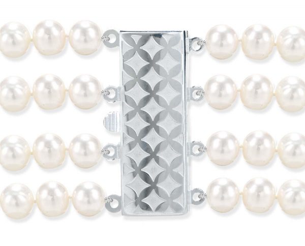 Checked 4 Strand Bracelet Pearl Clasp