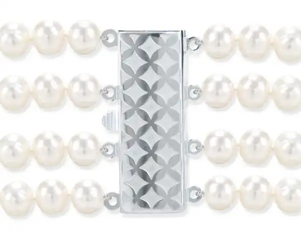 Checked 4 Strand Bracelet Pearl Clasp