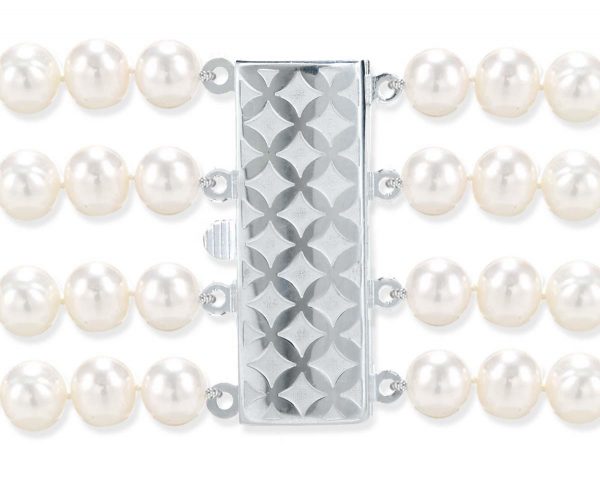 Checked 4 Strand Necklace Pearl Clasp