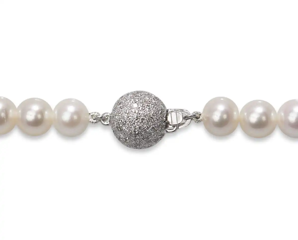 Diamond 8mm Ball Clasp for Pearl Necklace 3 Diamond 8mm Ball Clasp for Pearl Necklace