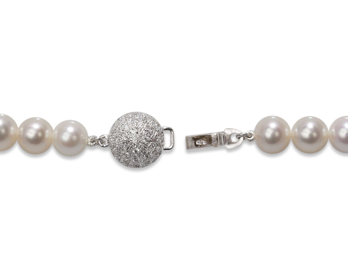 Diamond 8mm Ball Clasp for Pearl Necklace - Pearl & Clasp