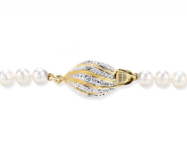 Diamond Football Clasp for Pearl Necklace