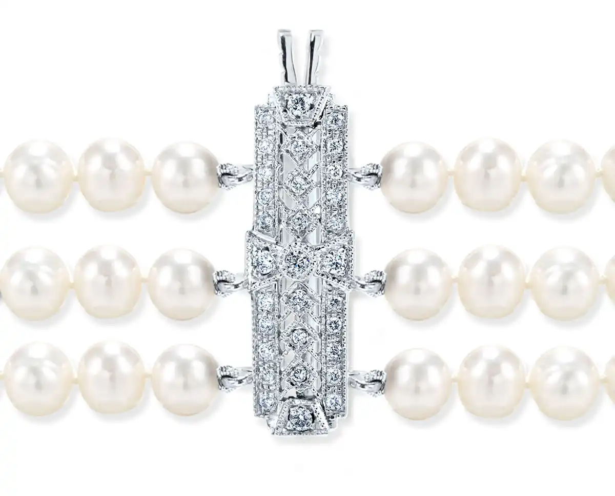 Diamond Studded Clasp for Pearl Necklace