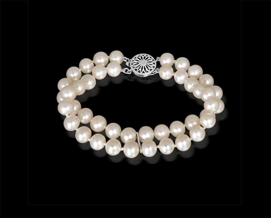 Double Strand 7mm Pearl Bracelet - Pearl & Clasp