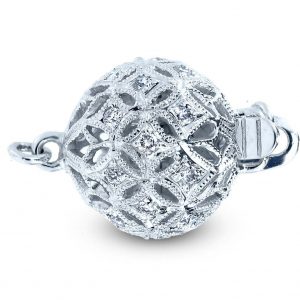 Large Filigree Diamond Ball Clasp for Bracelet