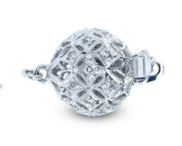 Large Filigree Diamond Ball Clasp for Bracelet