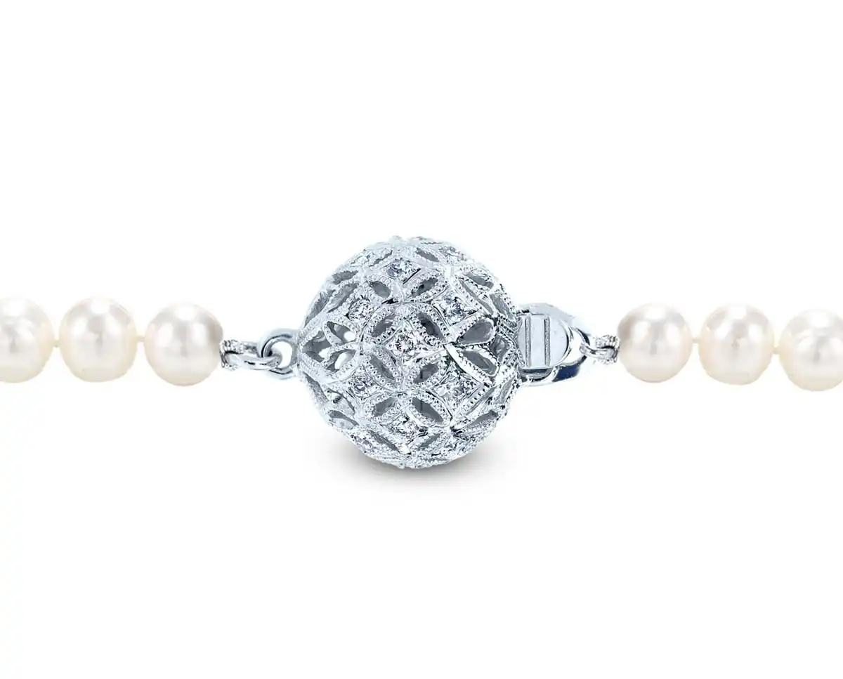 Large Filigree Diamond Ball Clasp for Bracelet