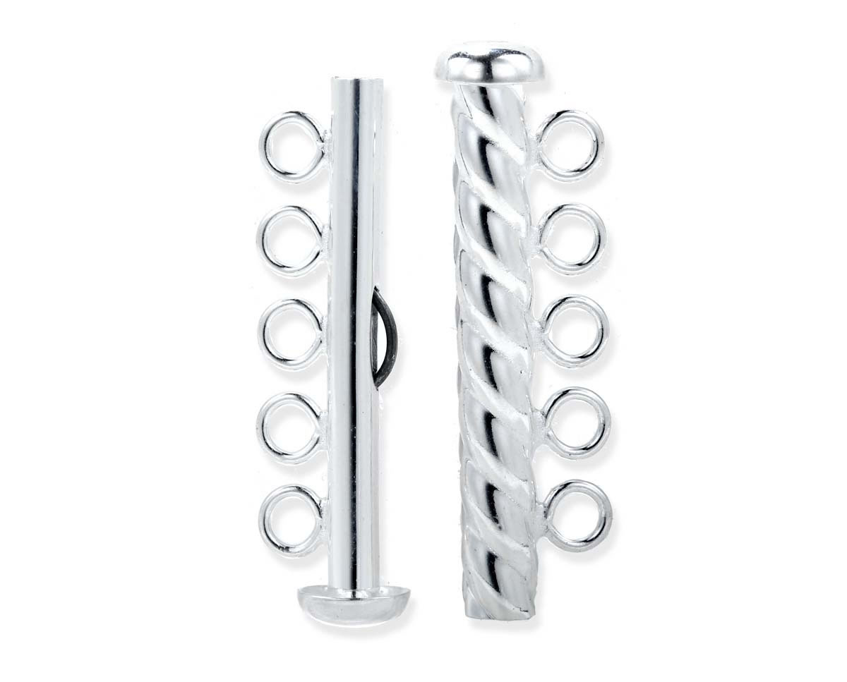 Five Row Pearl Bracelet Strand Silver Rod Clasp 2 Five Row Pearl Bracelet Strand Silver Rod Clasp