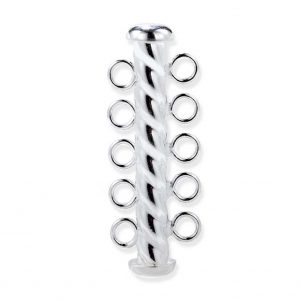 Five Pearl Strand Silver Spiral Rod Clasp
