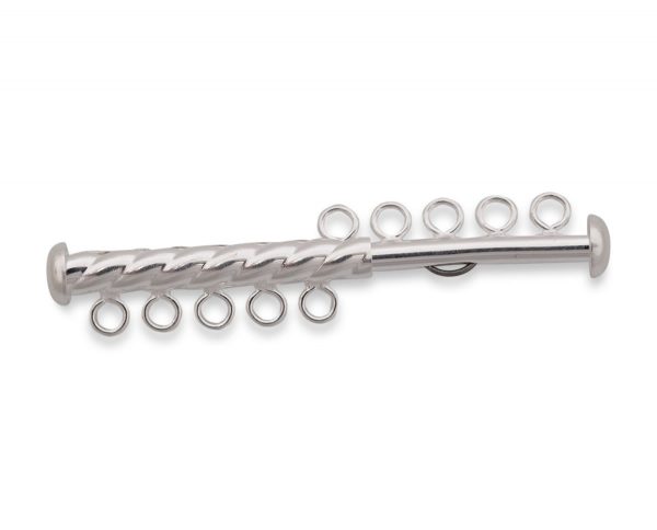 Five Pearl Strand Silver Spiral Rod Clasp