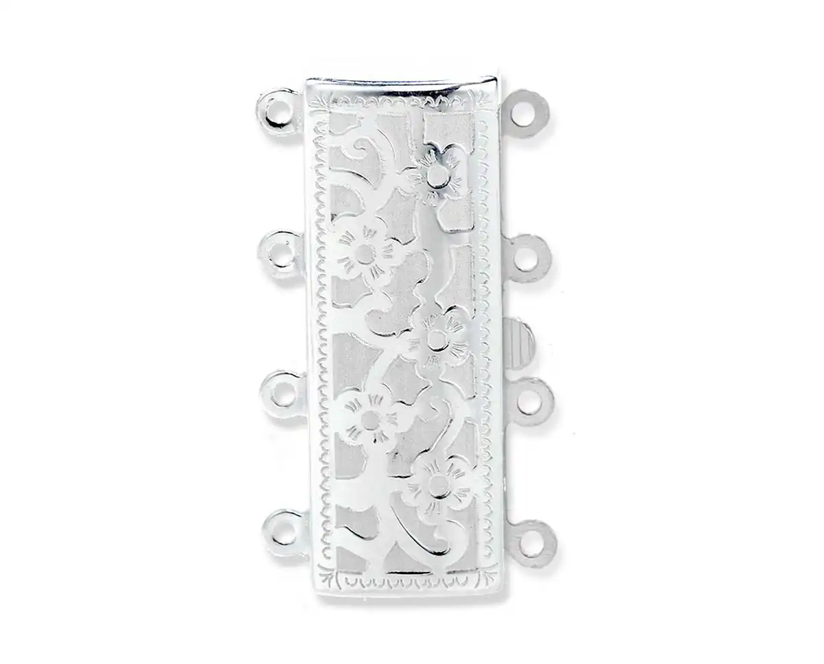 Flower 4 Strand Bracelet Pearl Clasp